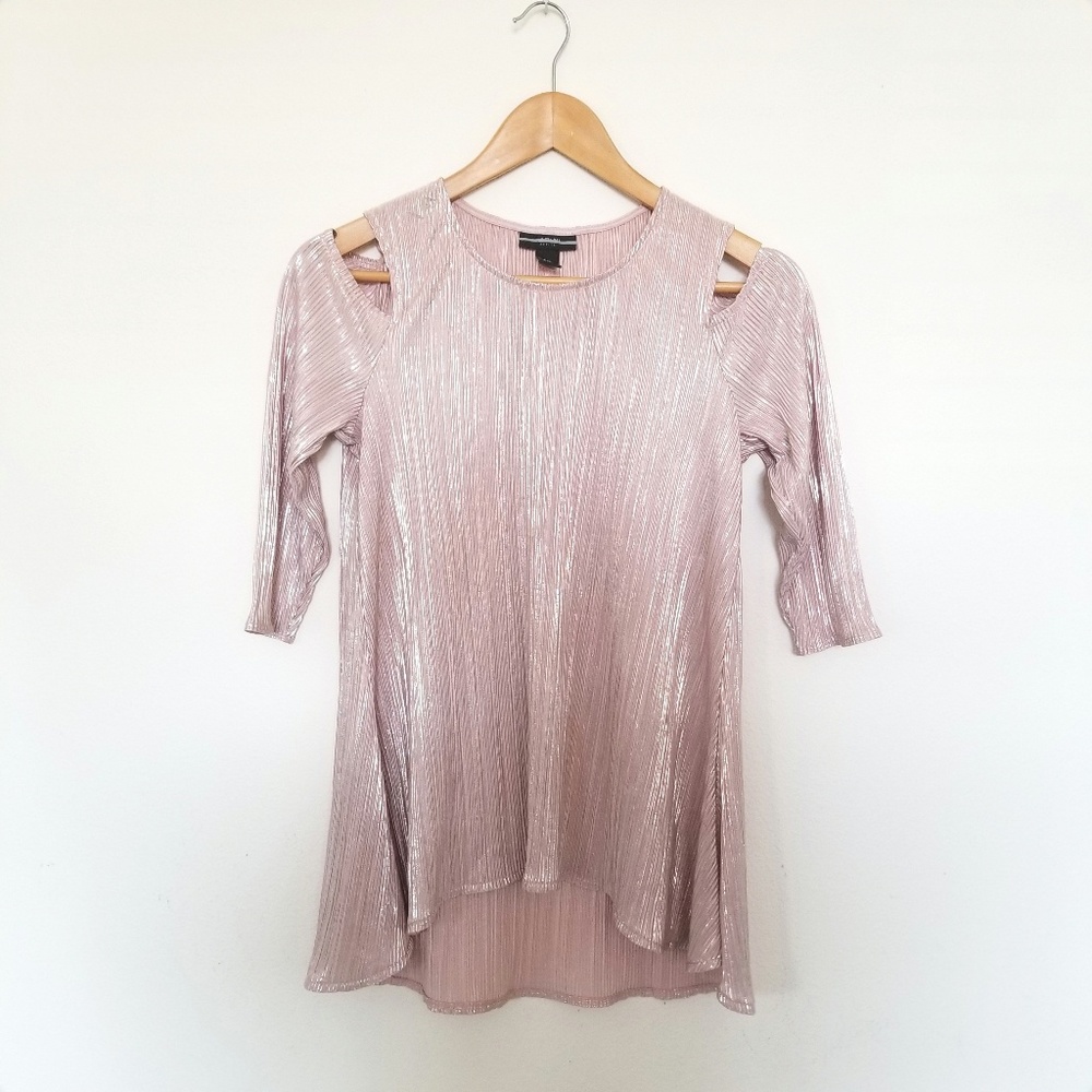 Alfani Mettalic Cold-Shoulder Top 3/4 sleeve